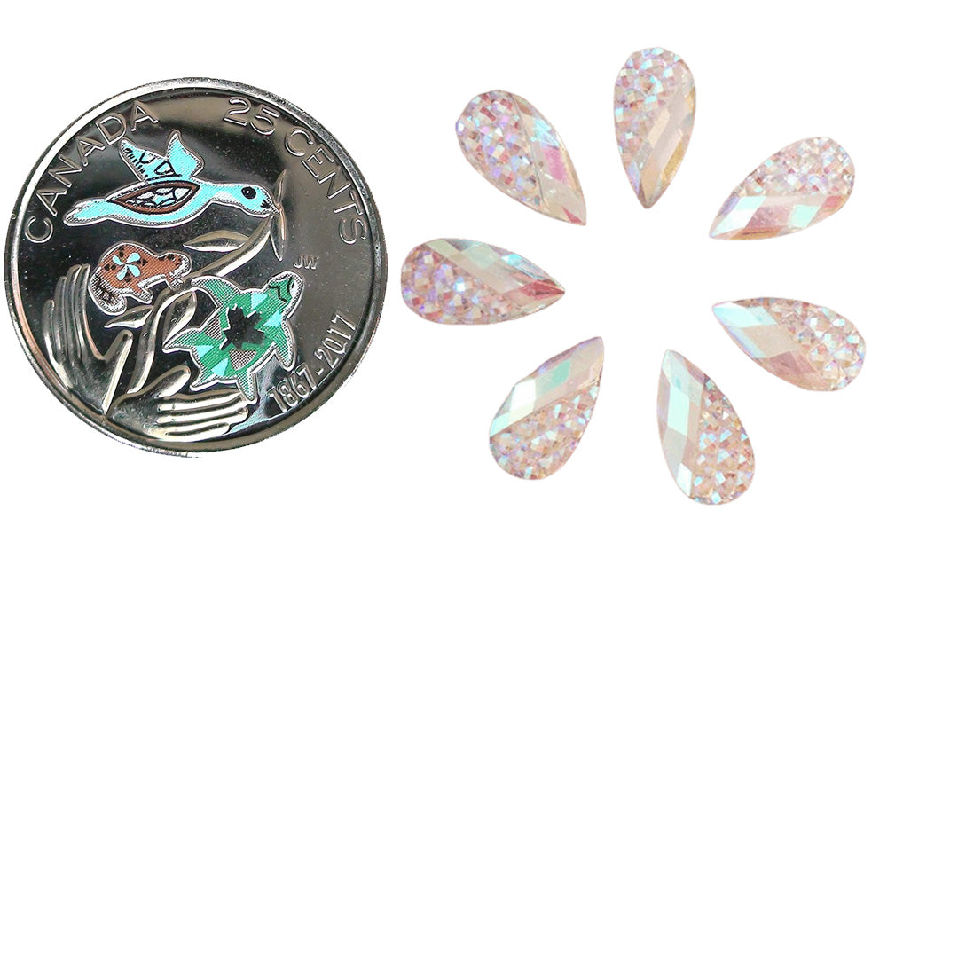 Resin Cab - Teardrop Medium, Studded - Crystal AB