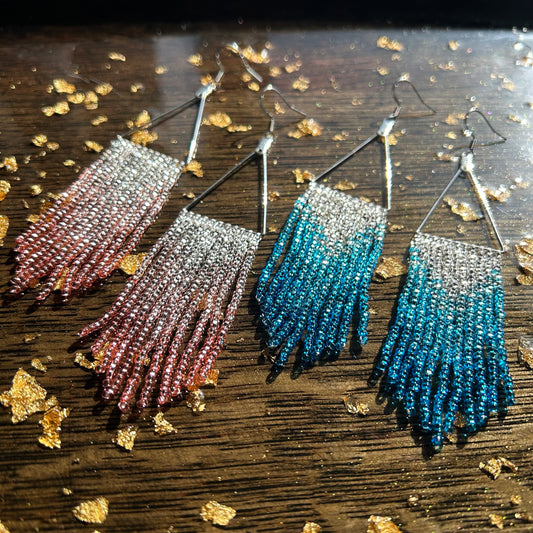 Workshop, Fringe Earrings on Triangle