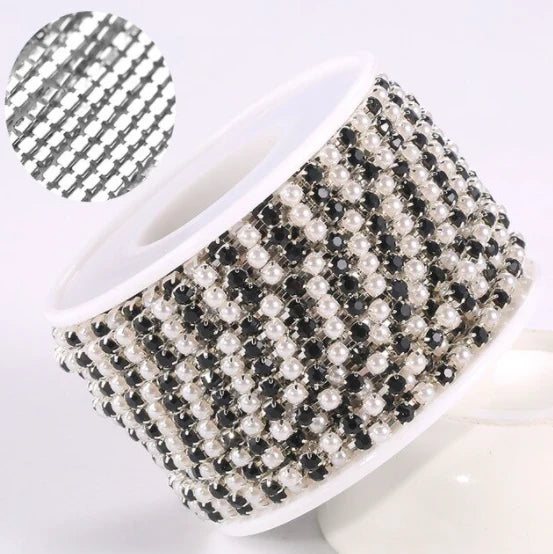 Banding Crystal & Pearl- METAL, SS6 per yard