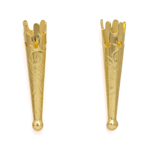 Bolo Tip with Flower Design ,33x7mm - 1pr