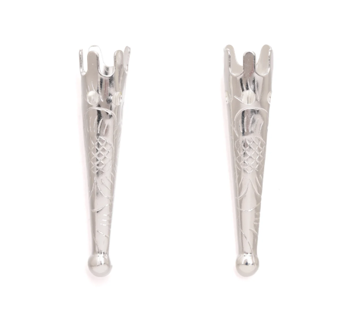 Bolo Tip with Flower Design ,33x7mm - 1pr