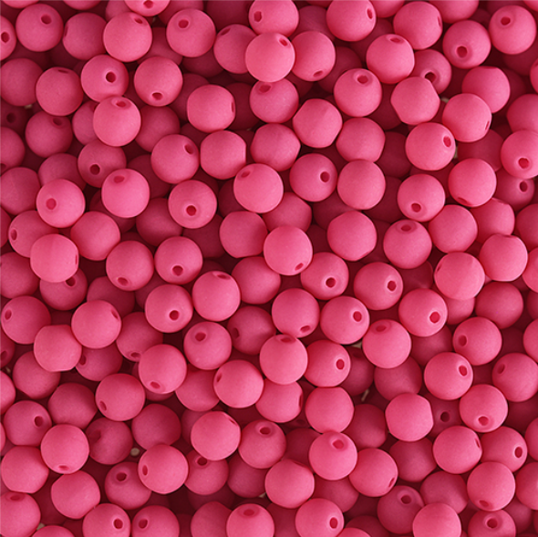 Czech Glass Strand, Alabaster Velvet - Red Lychee