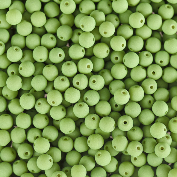Czech Glass Strand, Alabaster Velvet - Soft Lime
