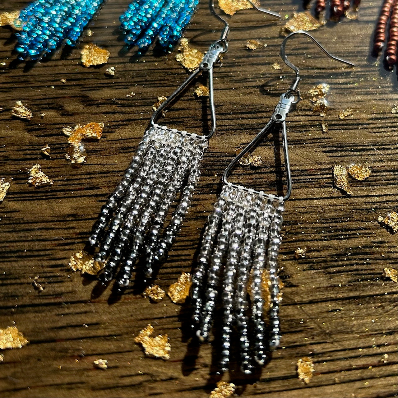 Workshop, Fringe Earrings on Triangle
