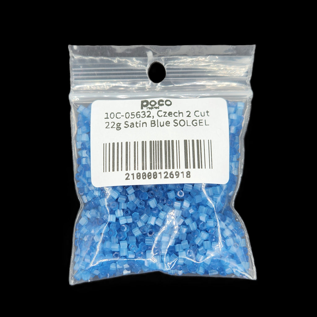 10C-05634, Czech 2 Cut 22g Satin Aqua SOLGEL