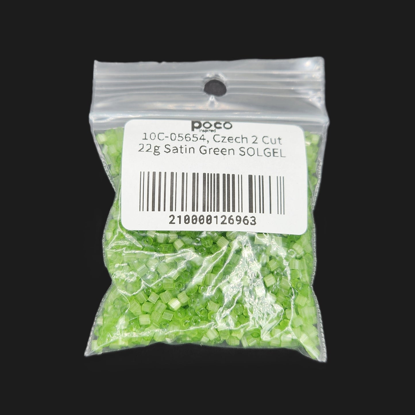 10C-05654, Czech 2 Cut 22g Satin Green SOLGEL