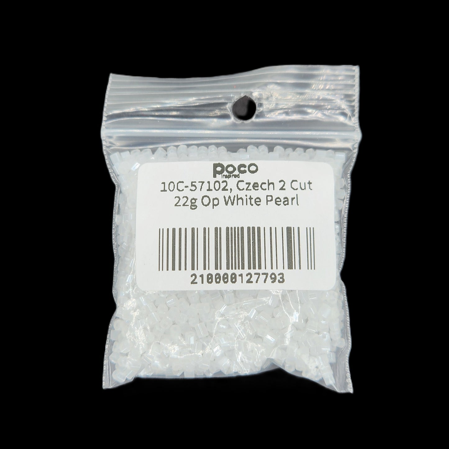 10C-57102, Czech 2 Cut 22g Op White Pearl
