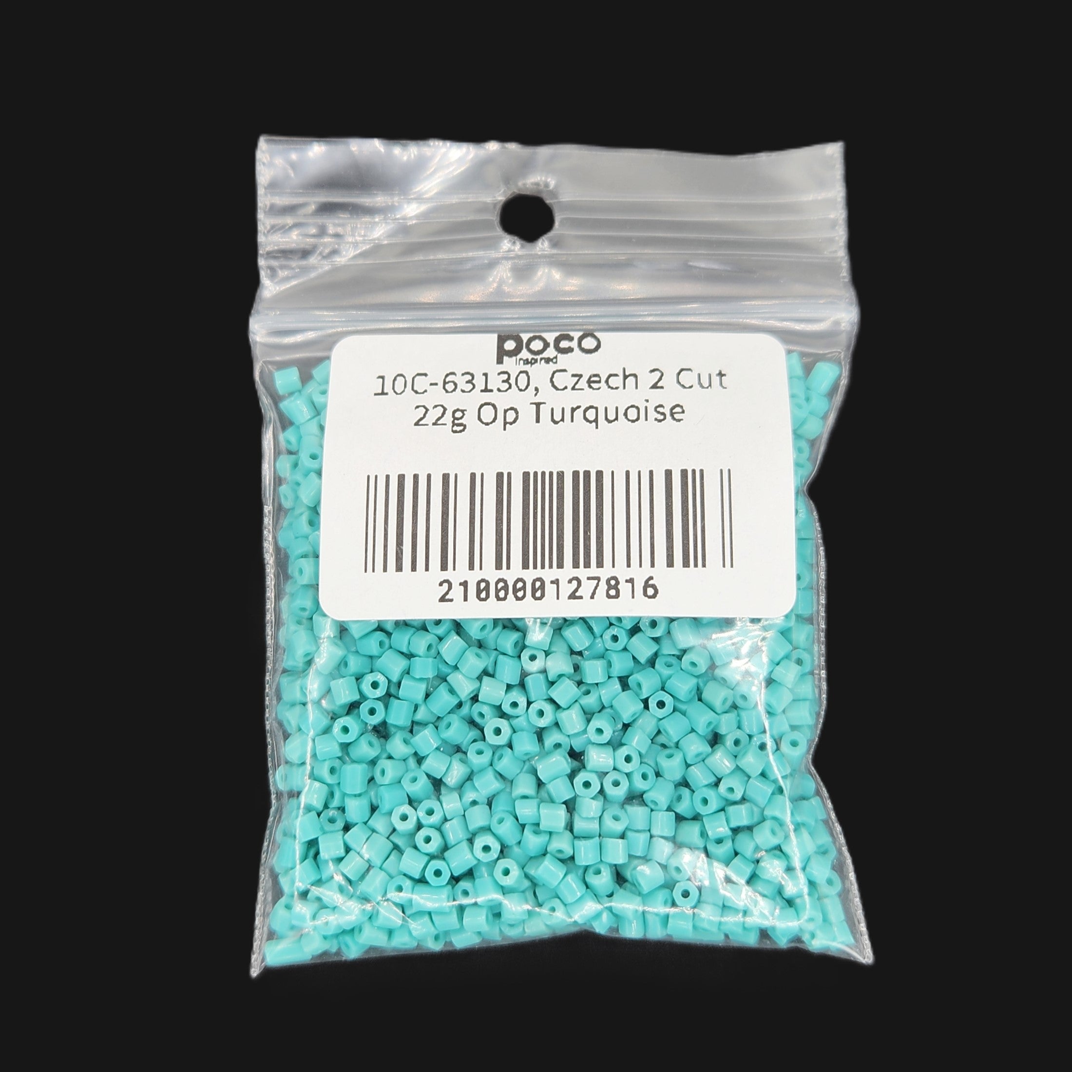 10C-63130, Czech 2 Cut 22g Op Turquoise