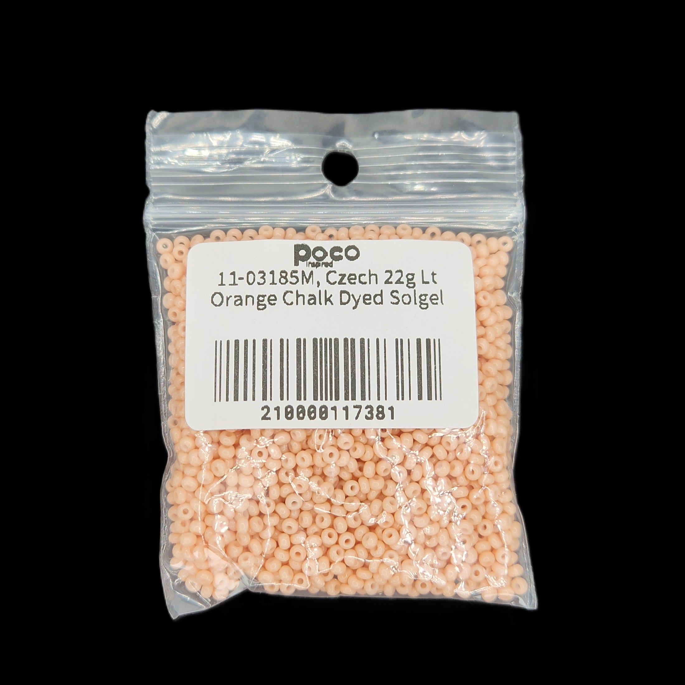 11-03185M, Czech 22g Lt Orange Chalk Dyed Solgel