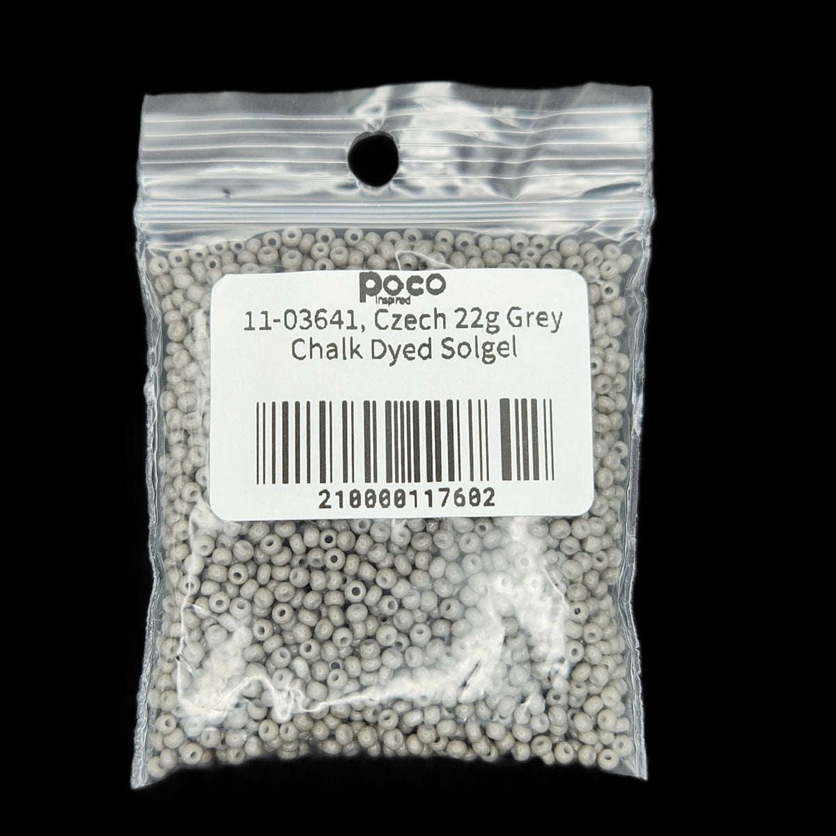 11-03641, Czech 22g Grey Chalk Dyed Solgel