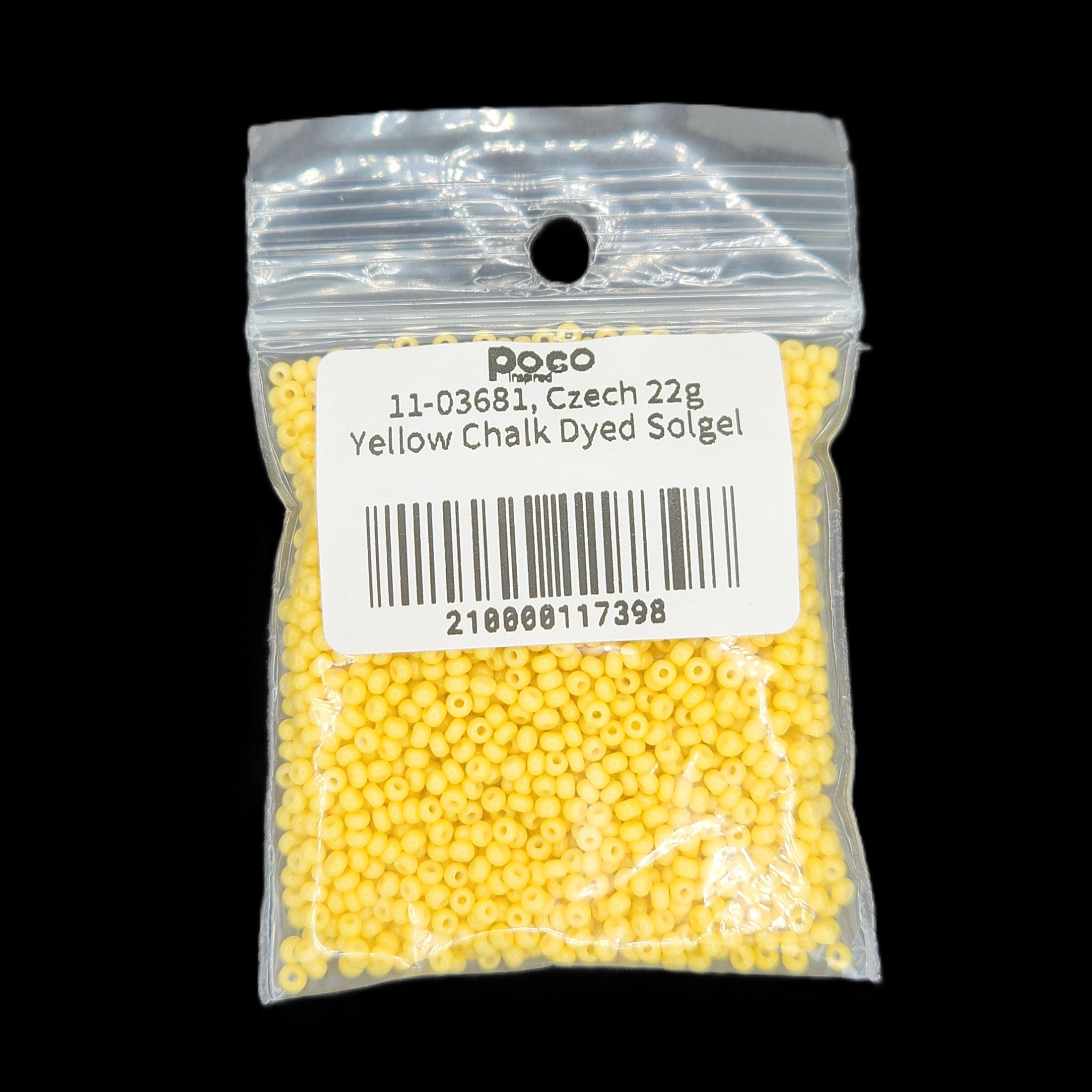 11-03681, Czech 22g Yellow Chalk Dyed Solgel