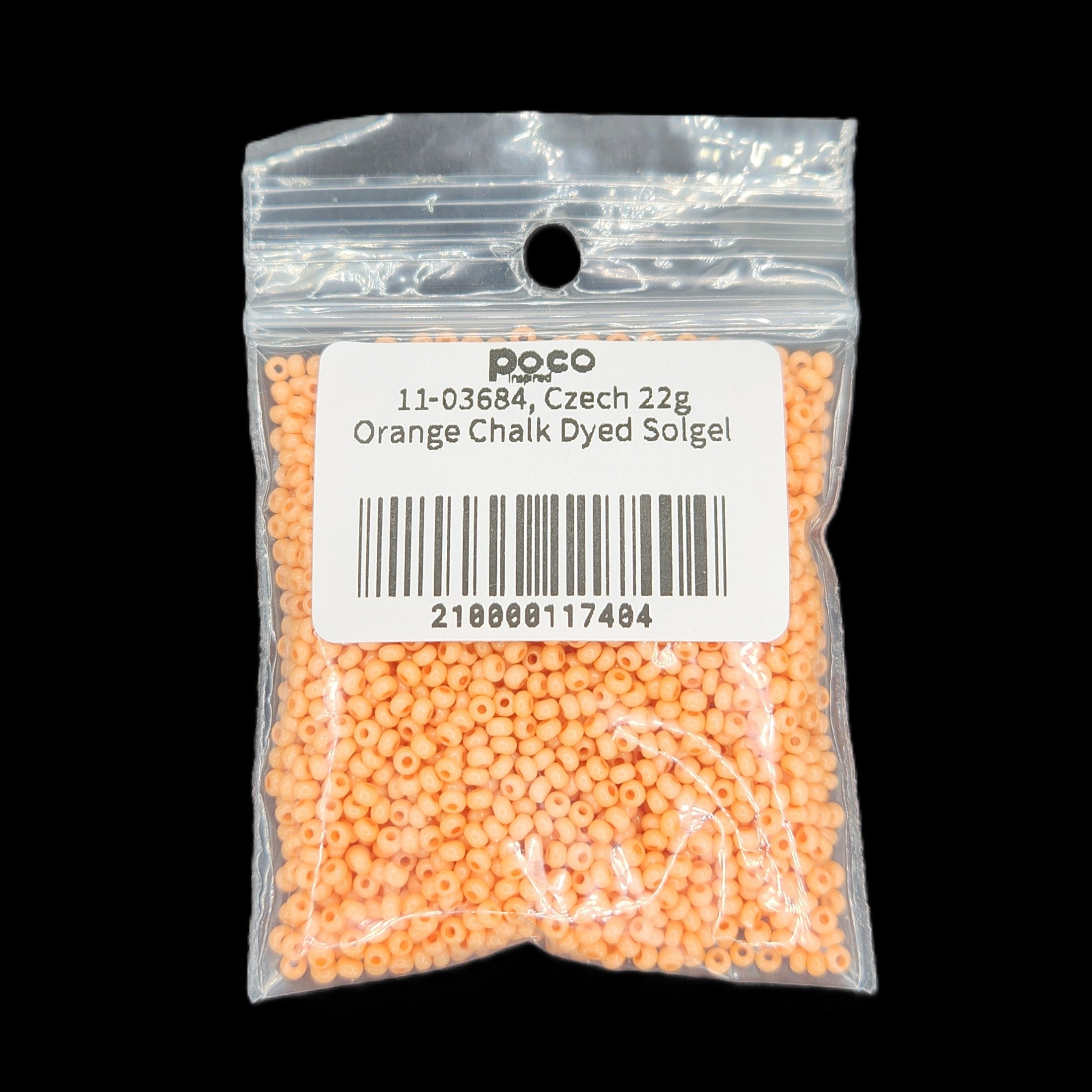 11-03684, Czech 22g Orange Chalk Dyed Solgel
