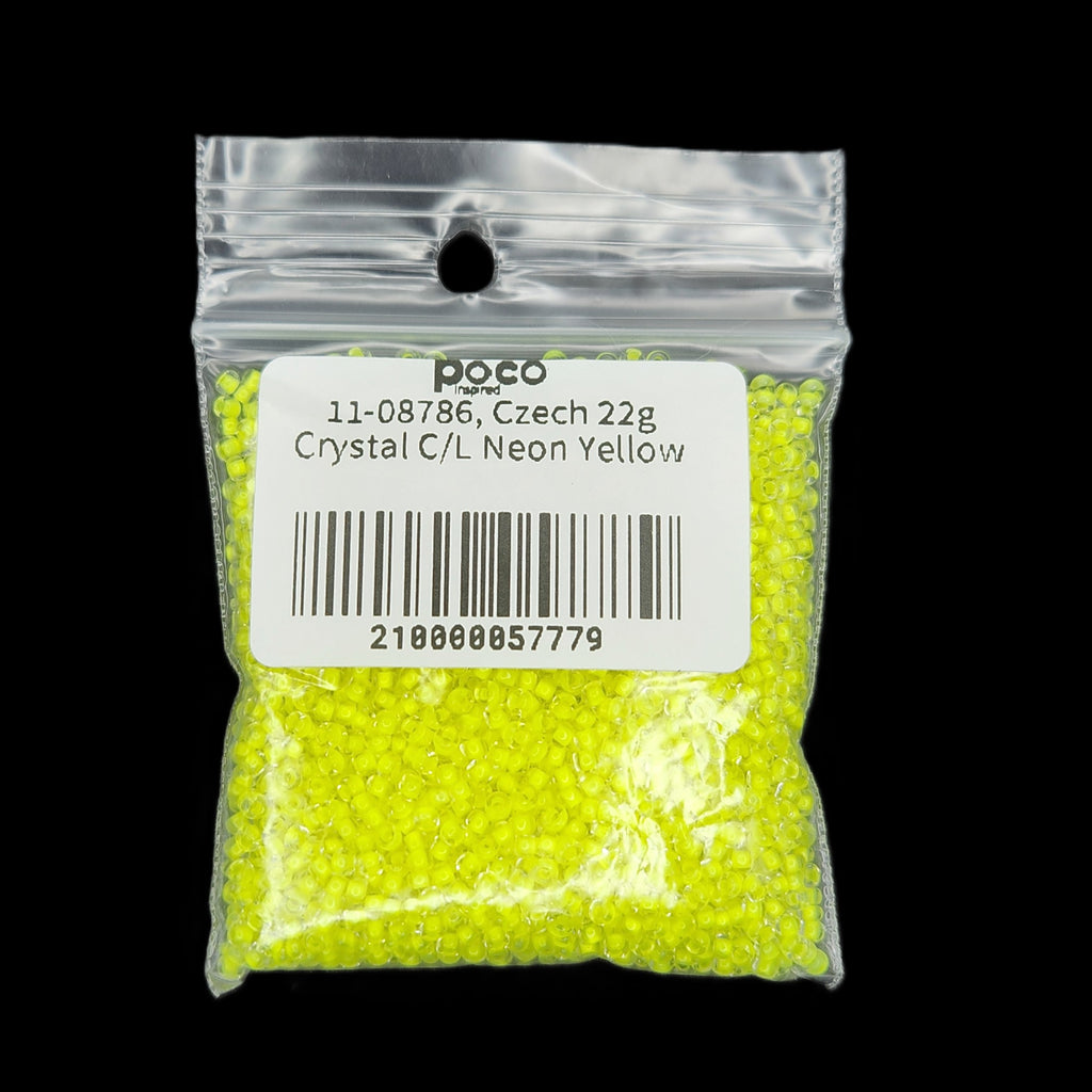 11-08786, Czech 22g Crystal C/L Neon Yellow