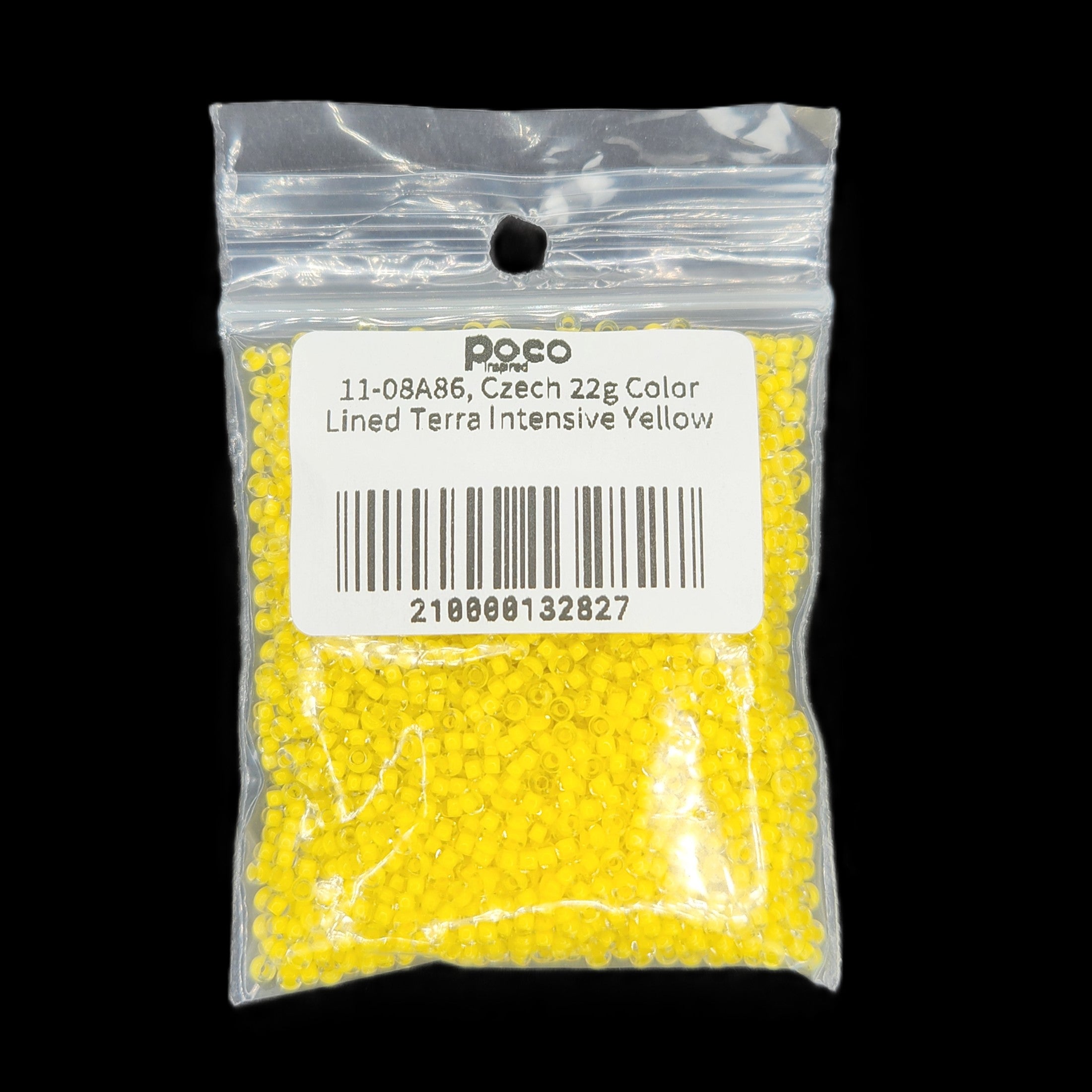 11-08A86, Czech 22g Color Lined Terra Intensive Yellow