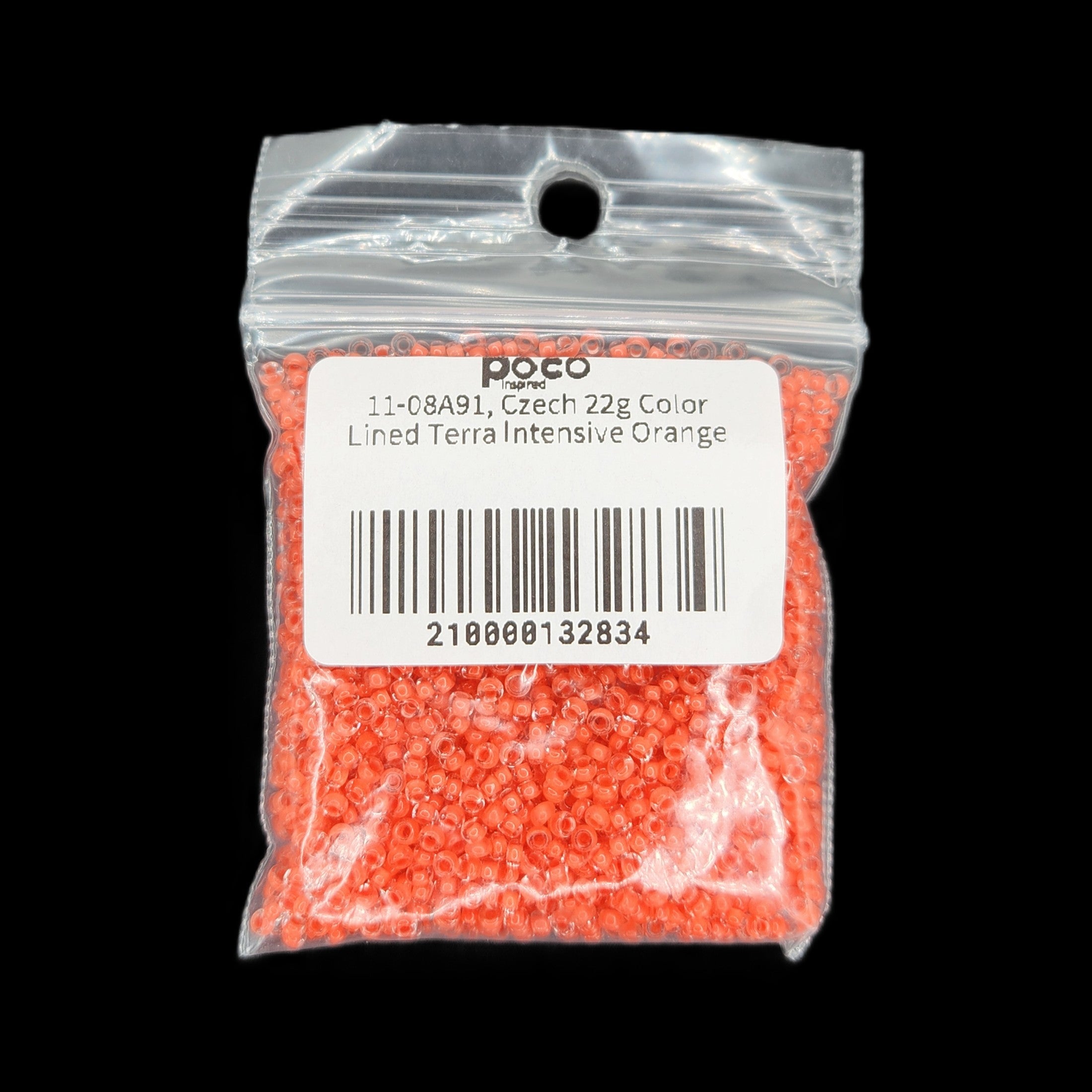 11-08A91, Czech 22g Color Lined Terra Intensive Orange