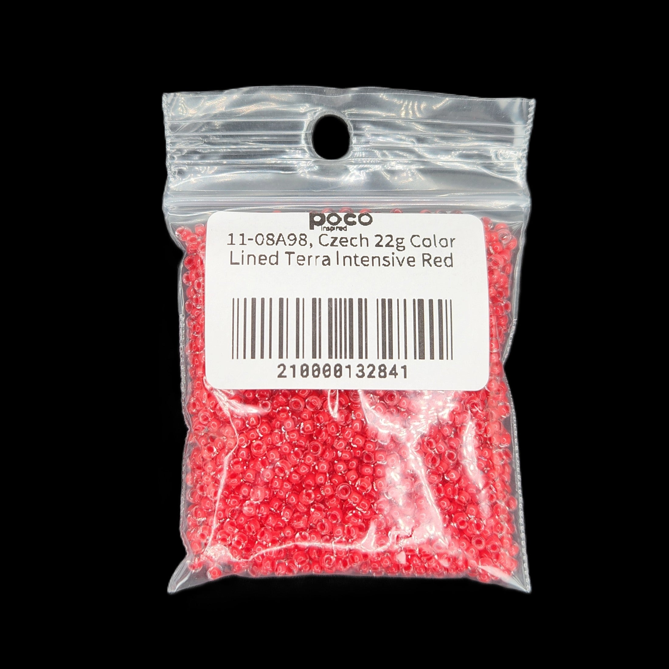 11-08A98, Czech 22g Color Lined Terra Intensive Red