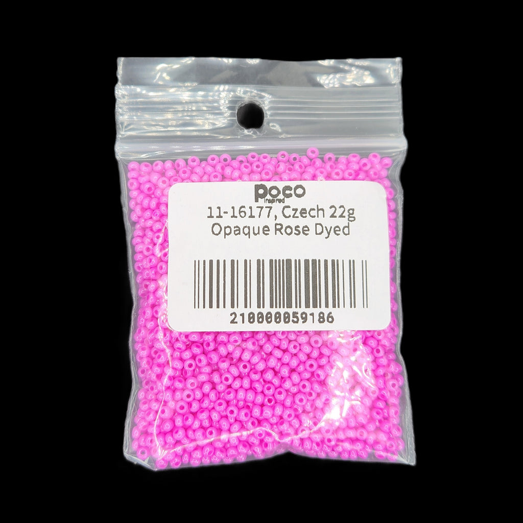 11-16177, Czech 22g Opaque Rose Dyed