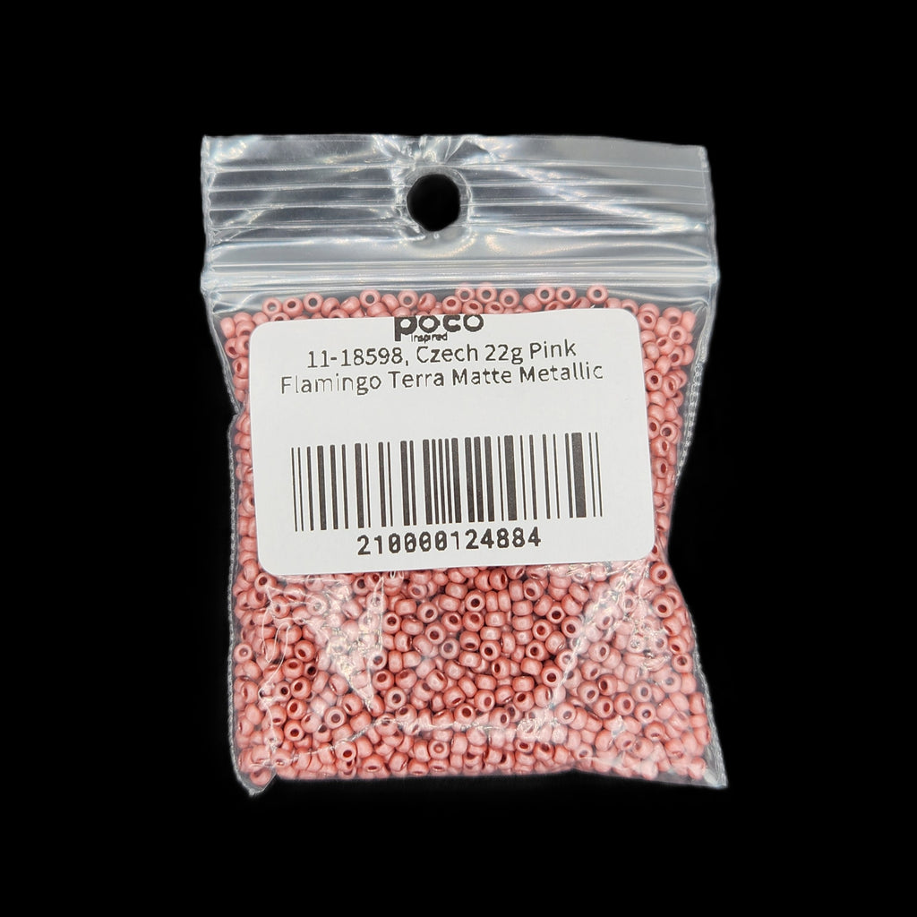 11-18598, Czech 22g Pink Flamingo Terra Matte Metallic