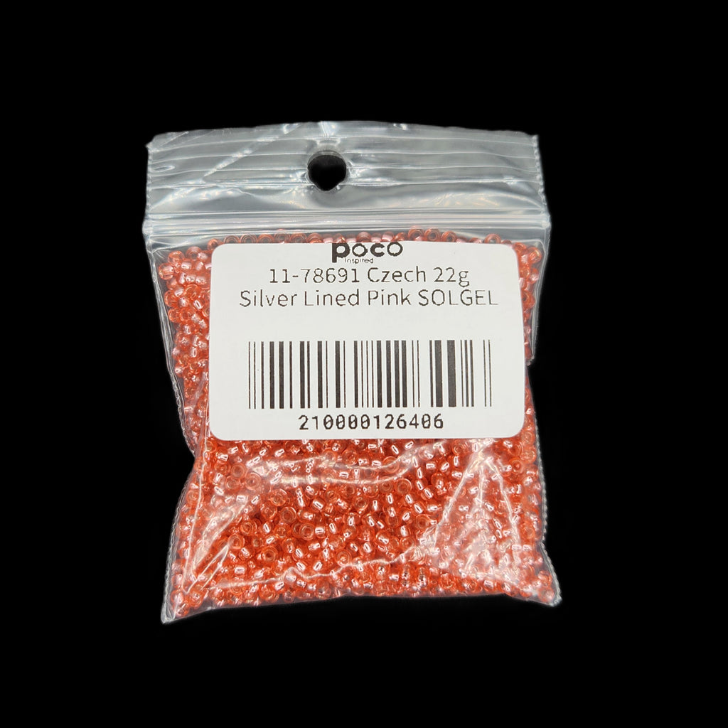 11-78691 Czech 22g Silver Lined Pink SOLGEL