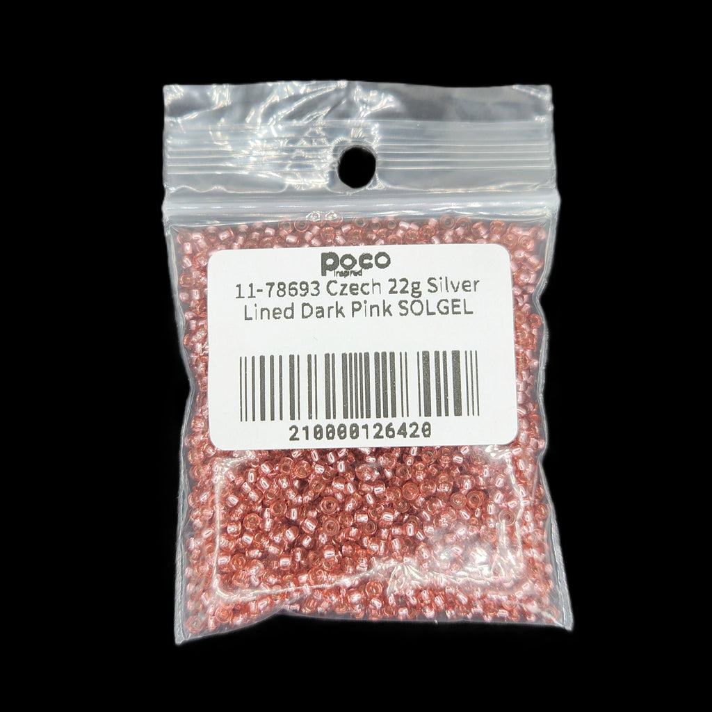 11-78693 Czech 22g Silver Lined Dark Pink SOLGEL