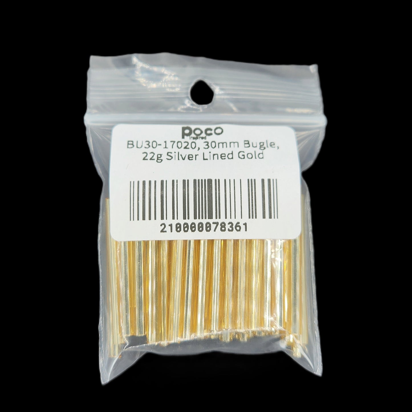 BU30-17020, 30mm Bugle, 22g Silver Lined Gold