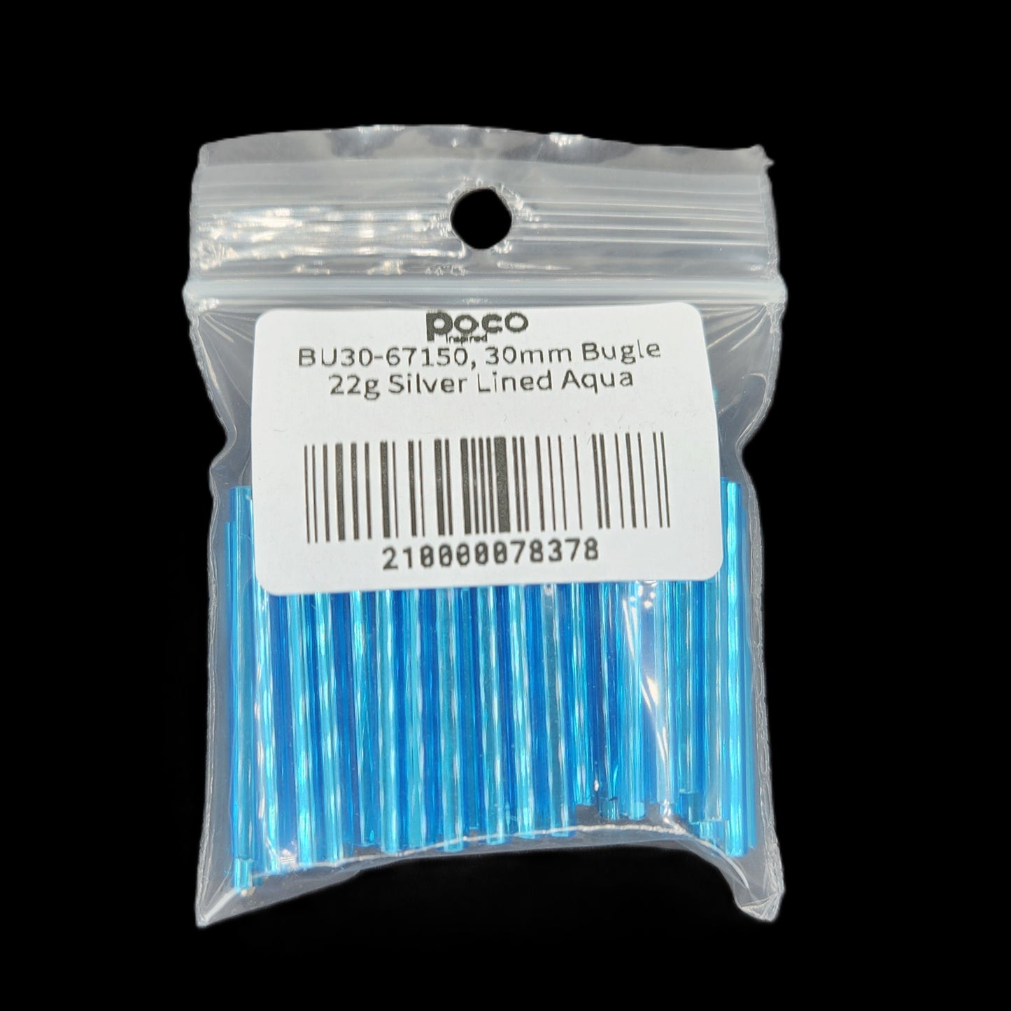 BU30-67150, 30mm Bugle 22g Silver Lined Aqua