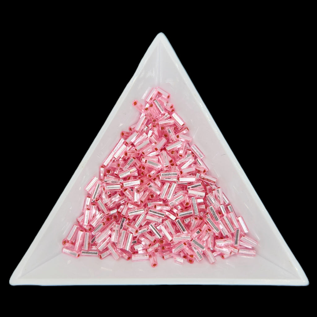 BU2-18273 , #2 Bugle 22g Silver Lined Pink Dyed