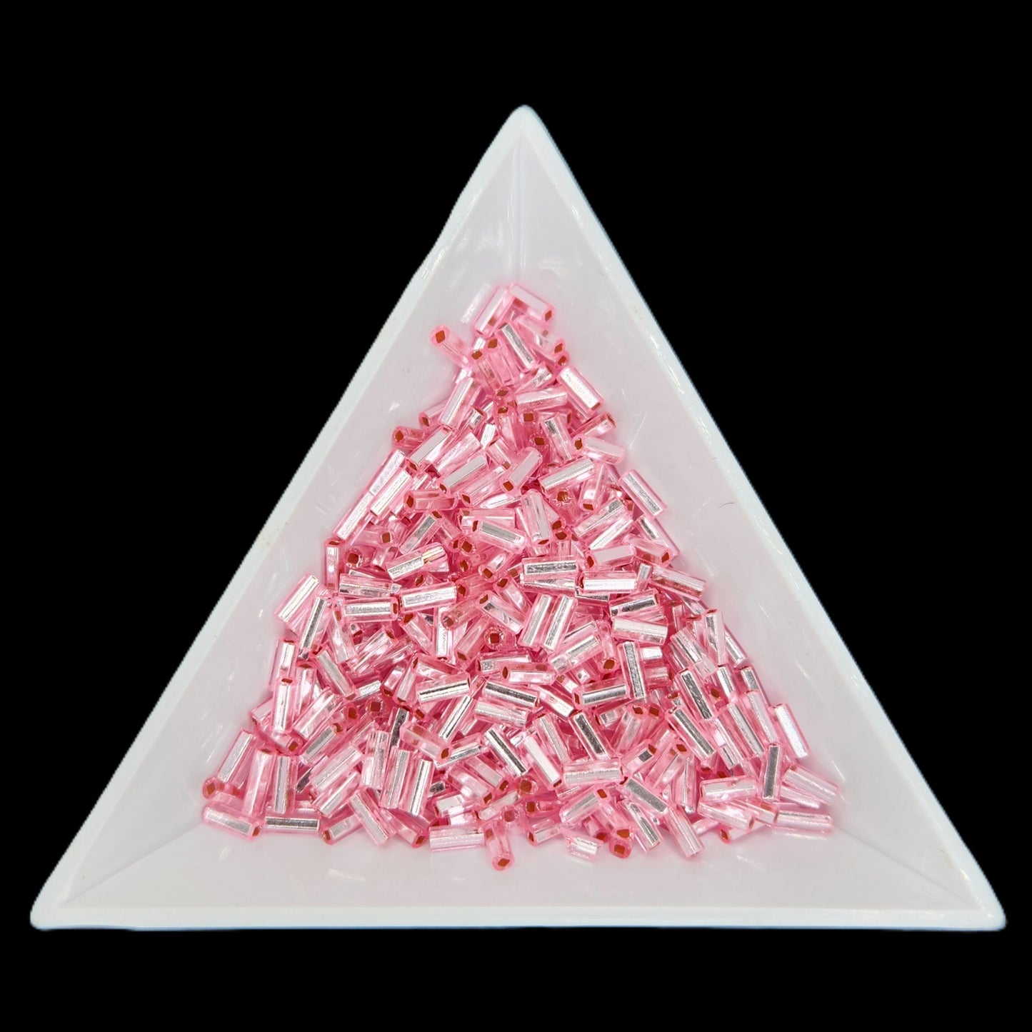 BU2-18273 , #2 Bugle 22g Silver Lined Pink Dyed