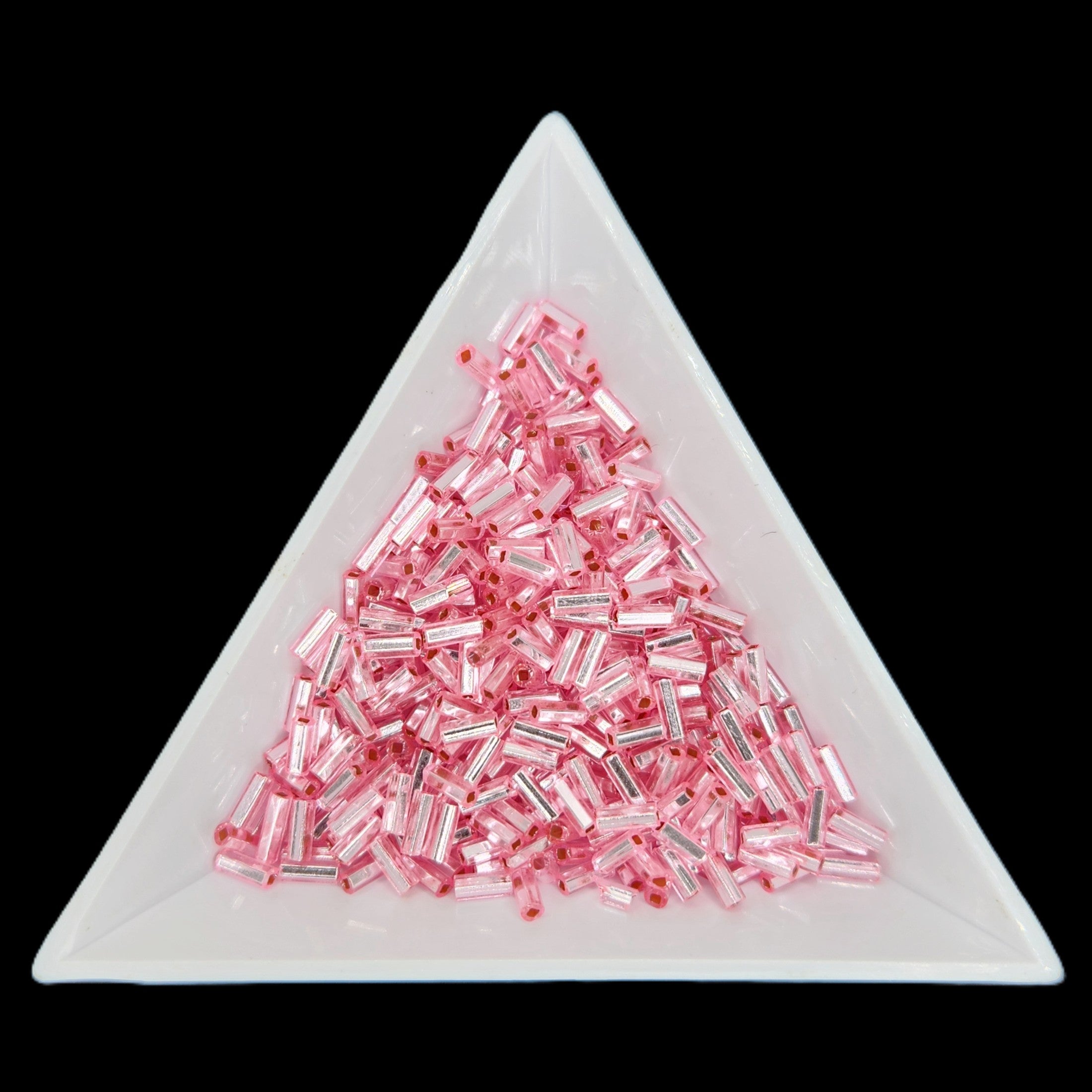BU2-18273 , #2 Bugle 22g Silver Lined Pink Dyed