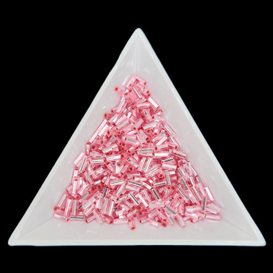 BU2-18273 , #2 Bugle 22g Silver Lined Pink Dyed