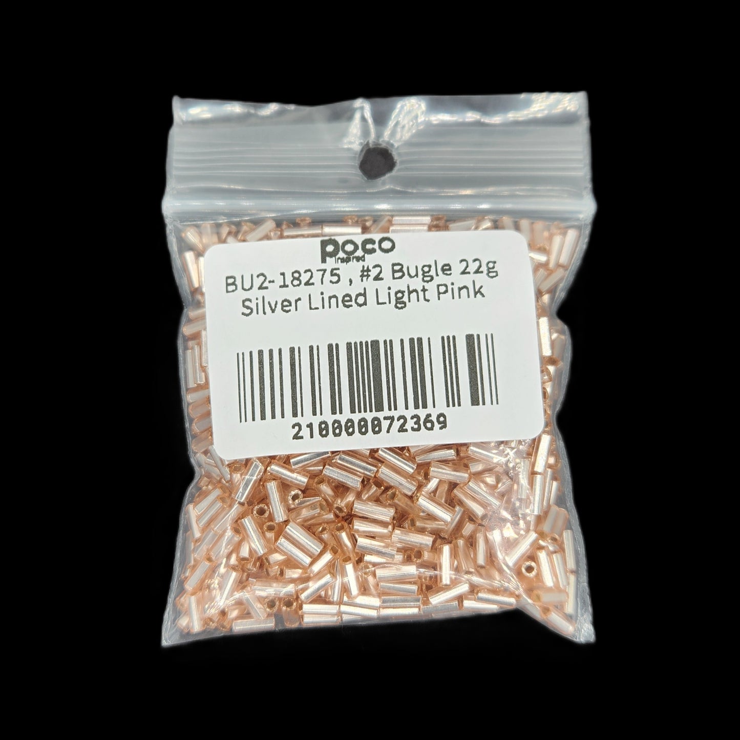 BU2-18275 , #2 Bugle 22g Silver Lined Light Pink
