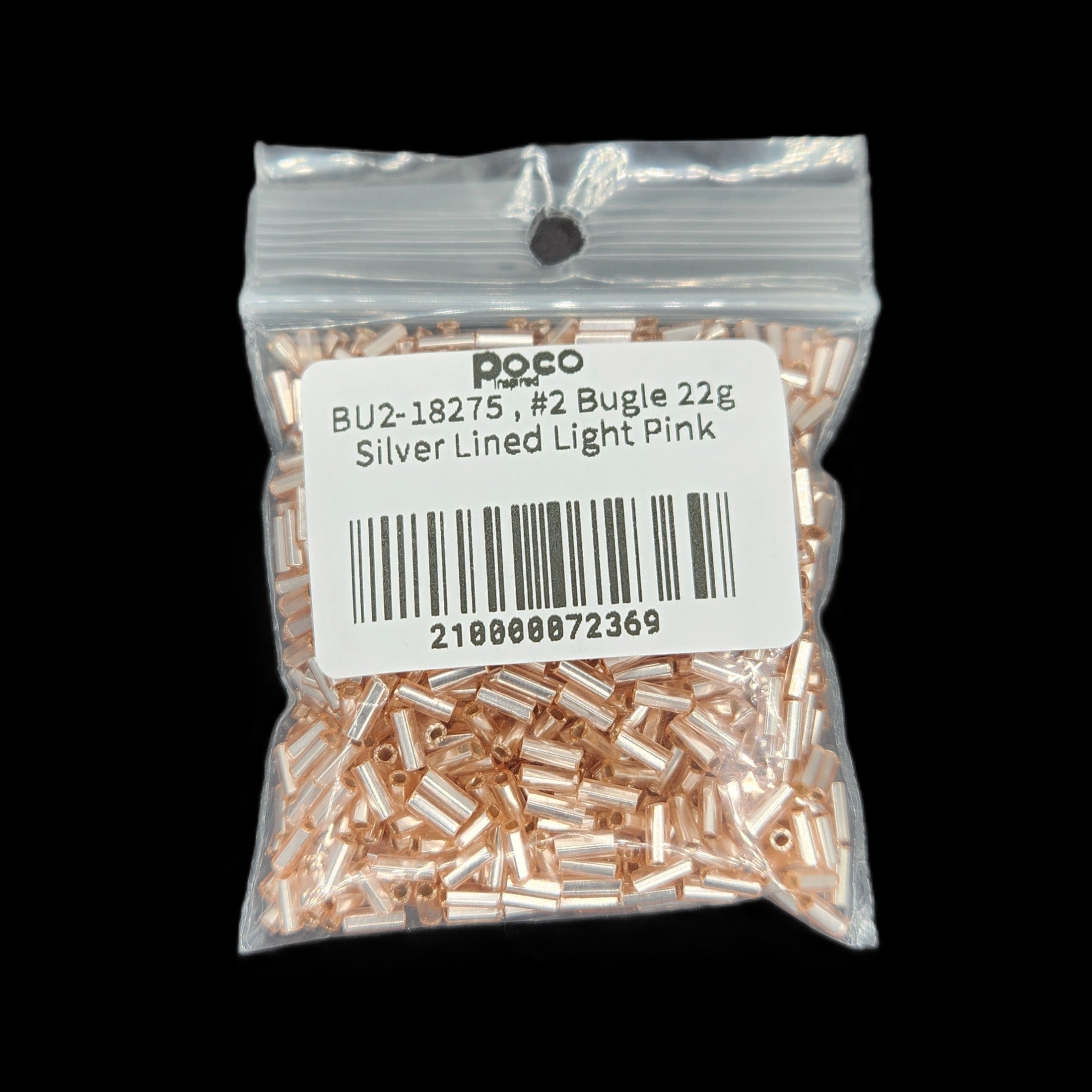 BU2-18275 , #2 Bugle 22g Silver Lined Light Pink
