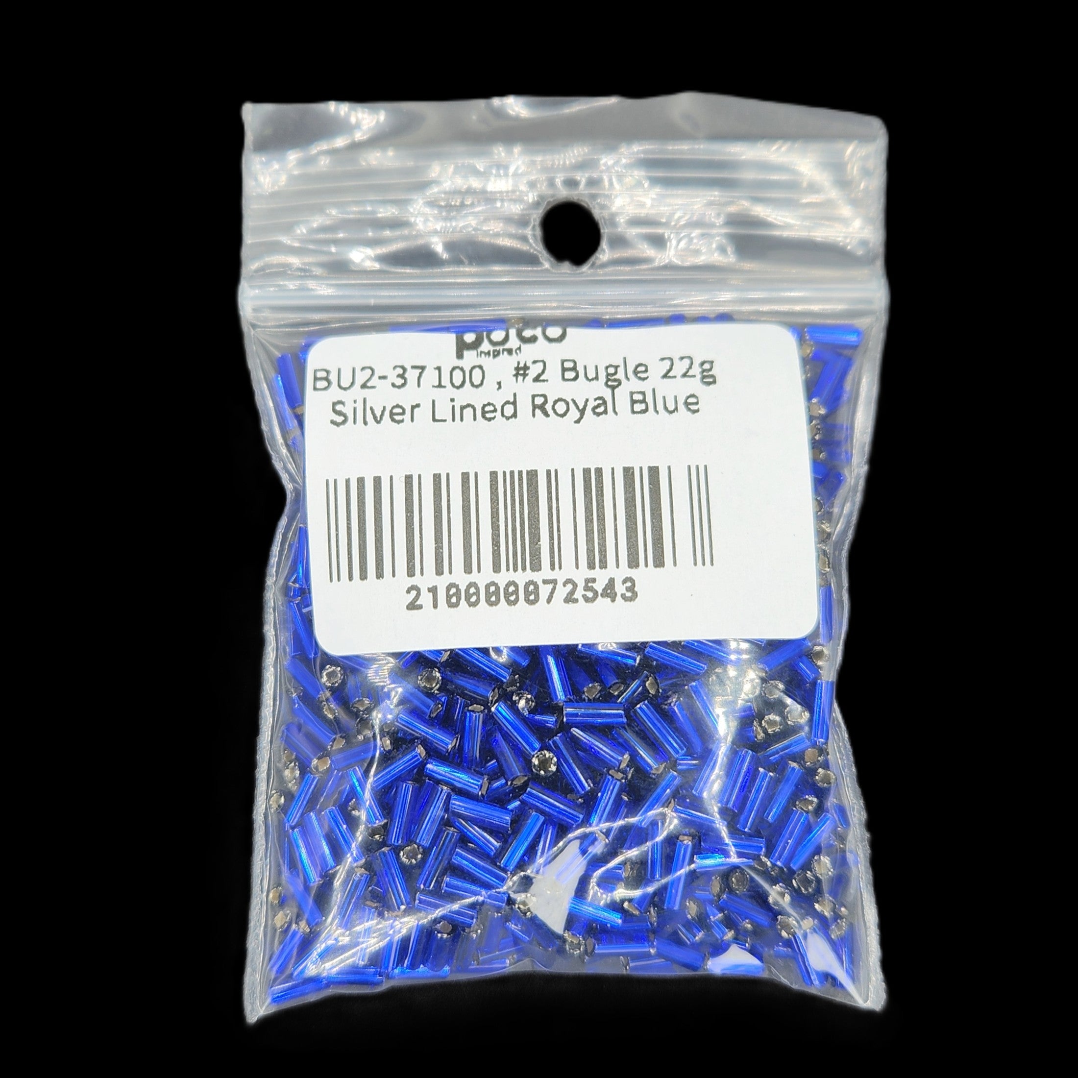 BU2-37100 , #2 Bugle 22g Silver Lined Royal Blue
