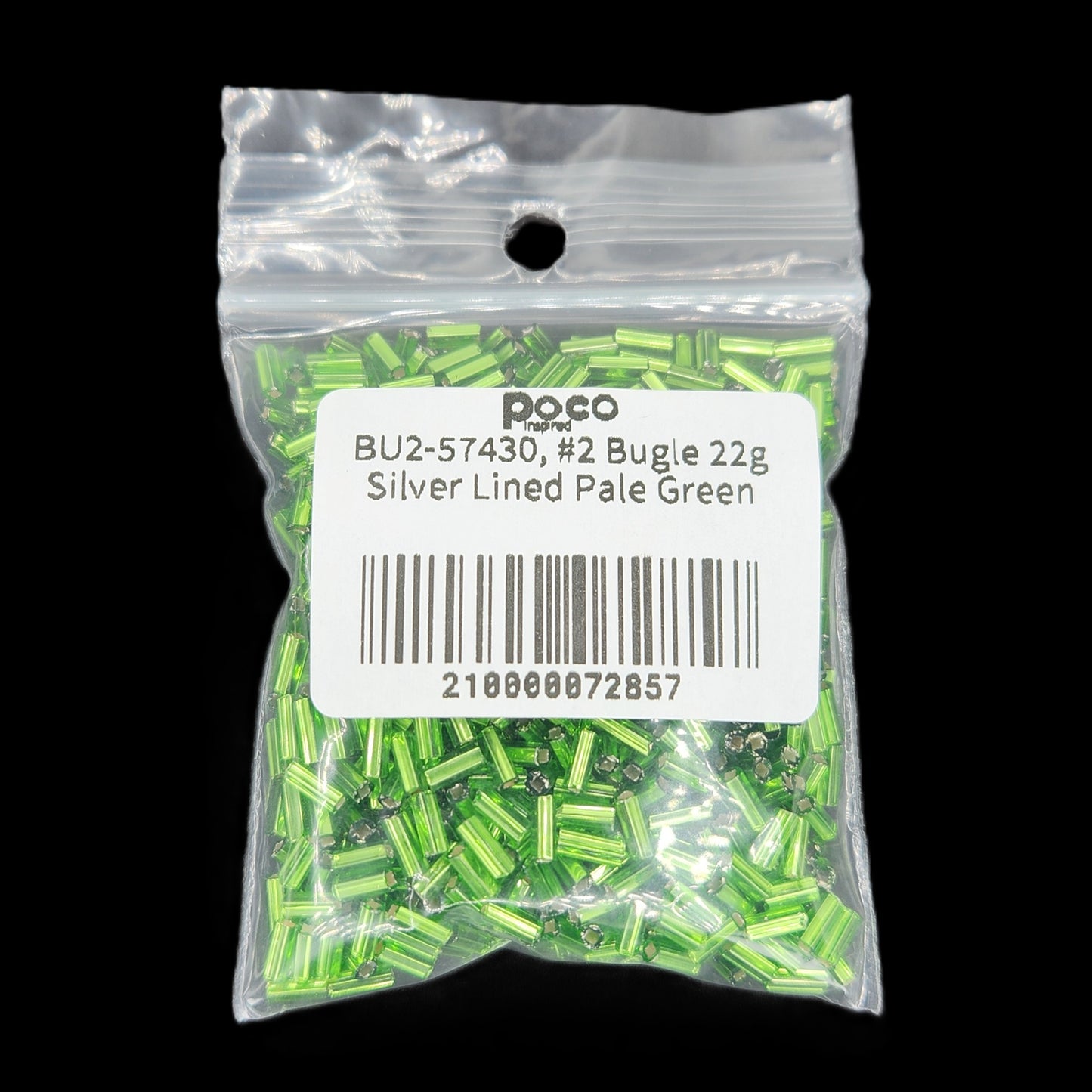 BU2-57430, #2 Bugle 22g Silver Lined Pale Green