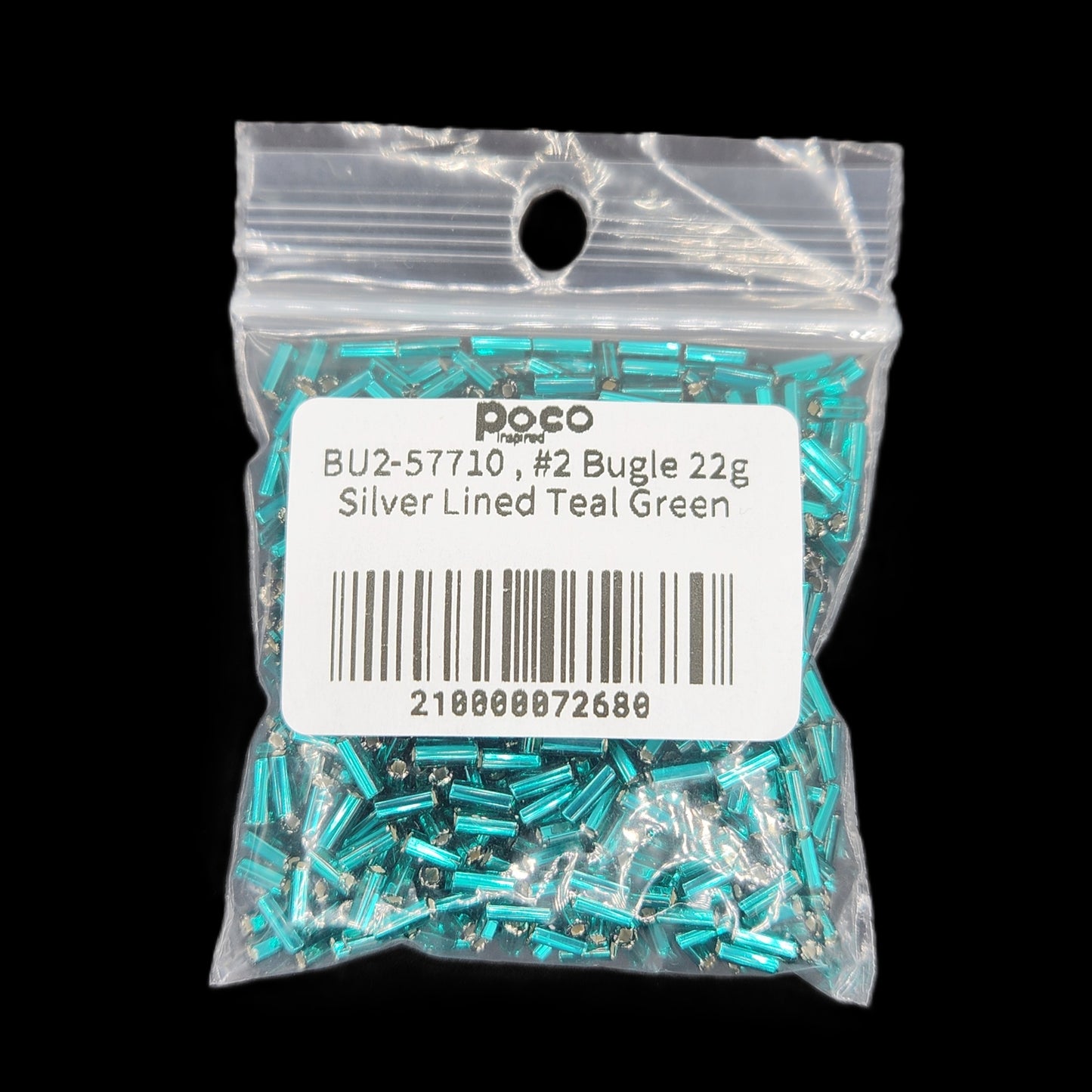 BU2-57710 , #2 Bugle 22g Silver Lined Teal Green