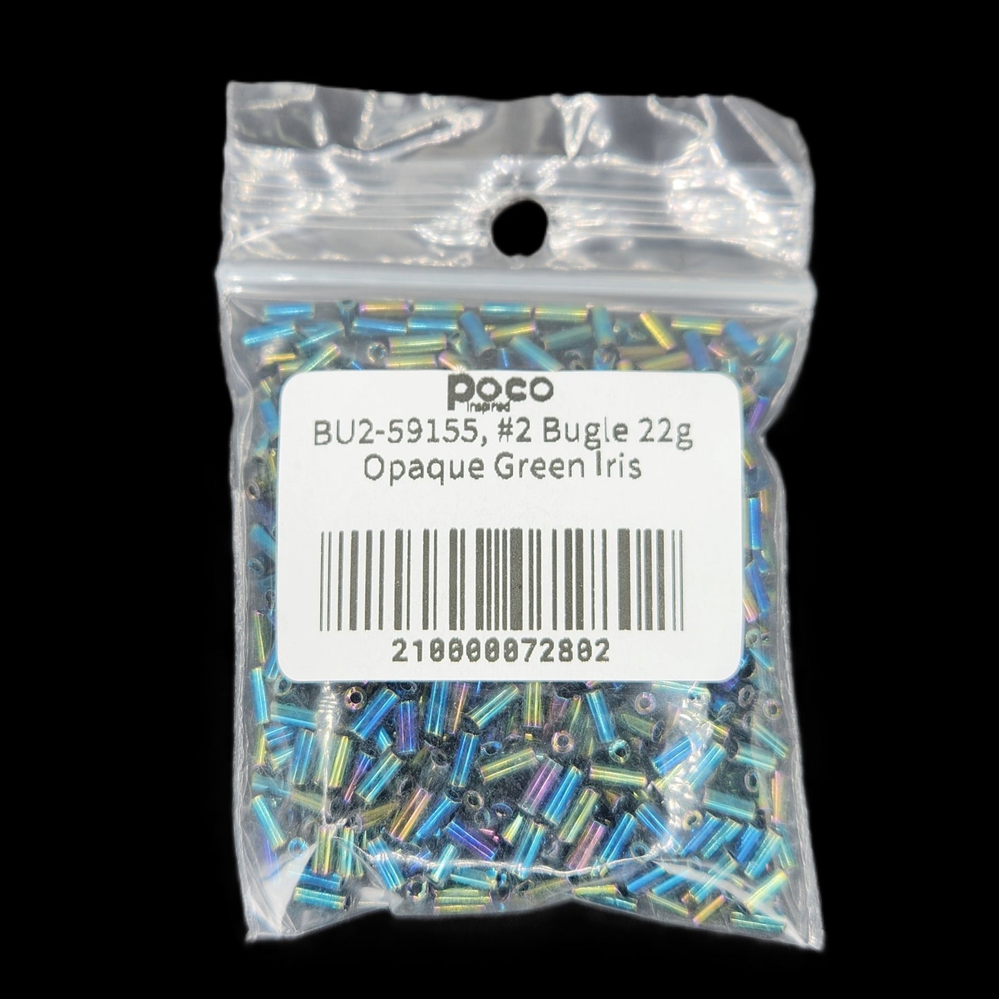 BU2-59155, #2 Bugle 22g Opaque Green Iris