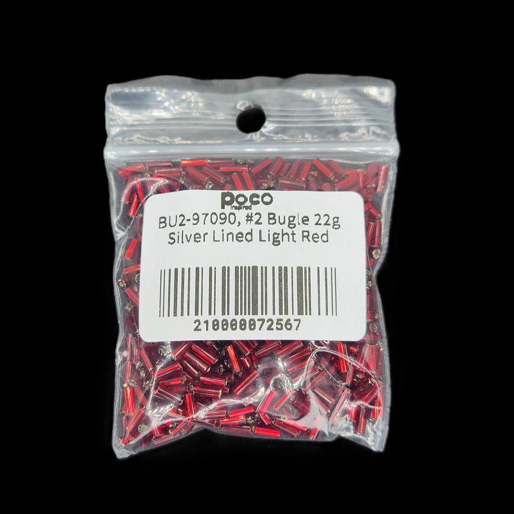 BU2-97090, #2 Bugle 22g Silver Lined Light Red