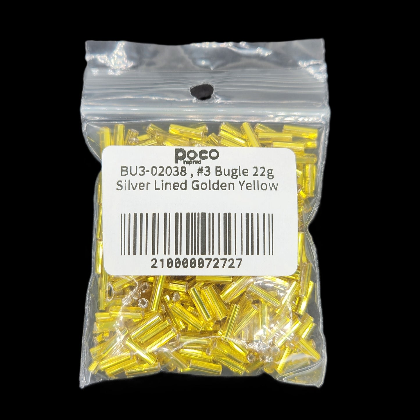 BU3-02038 , #3 Bugle 22g Silver Lined Golden Yellow