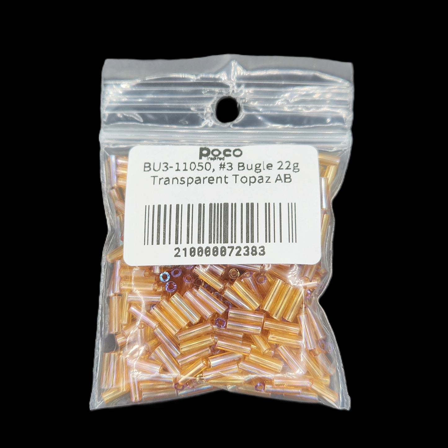 BU3-11050, #3 Bugle 22g Transparent Topaz AB
