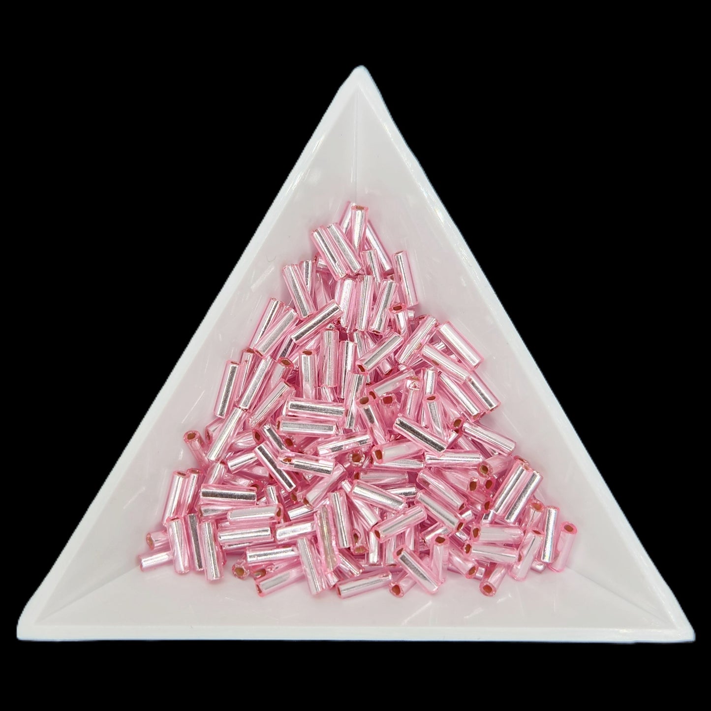 BU3-18273, #3 Bugle 22g Silver Lined Pink Dyed