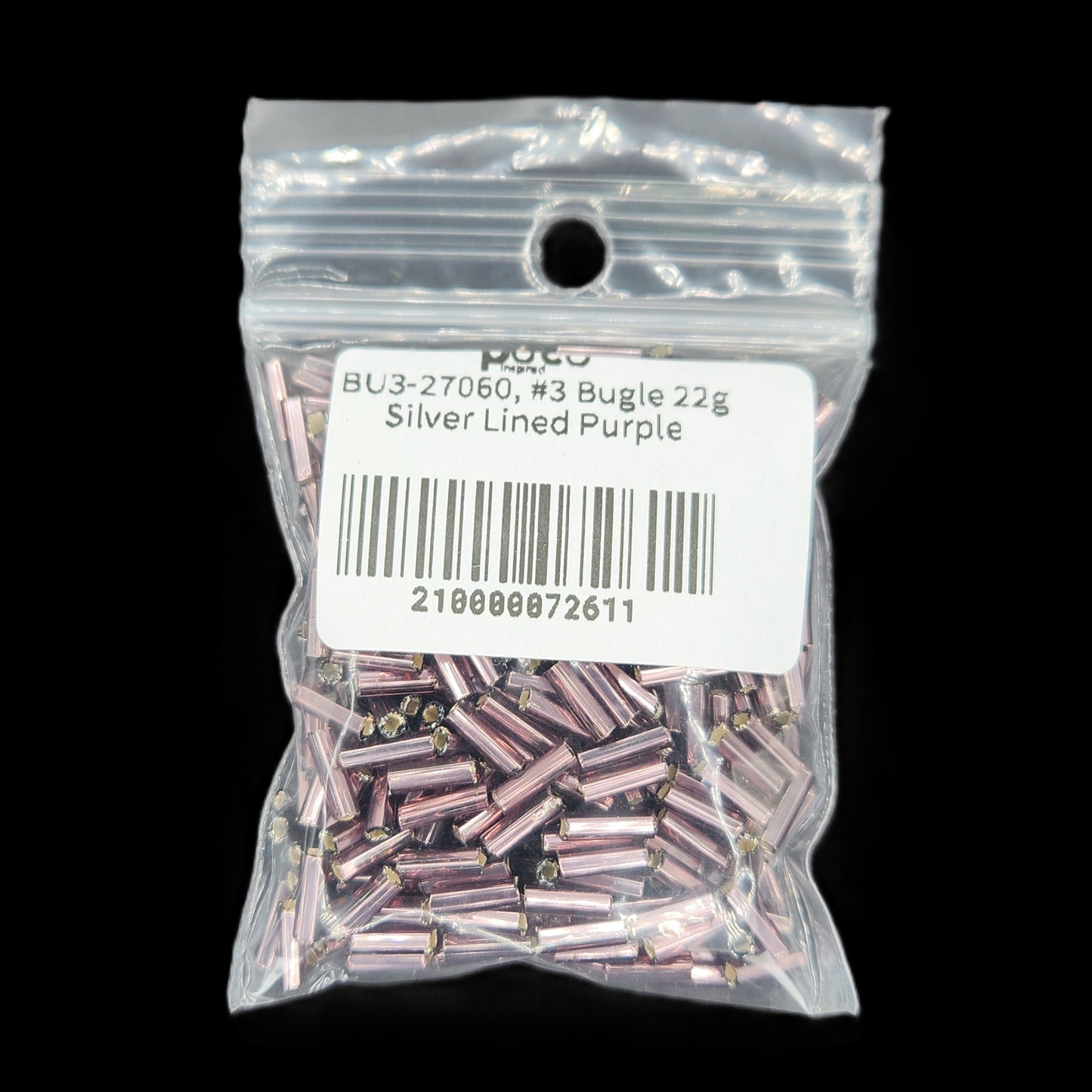 BU3-27060, #3 Bugle 22g Silver Lined Purple