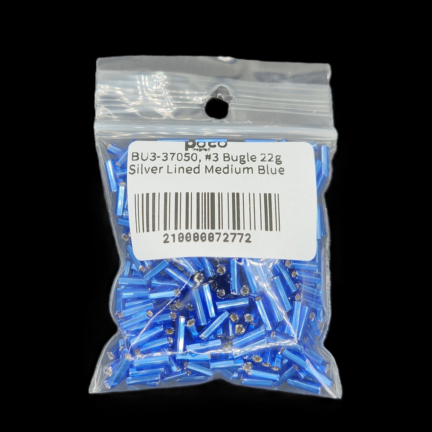 BU3-37050, #3 Bugle 22g Silver Lined Medium Blue