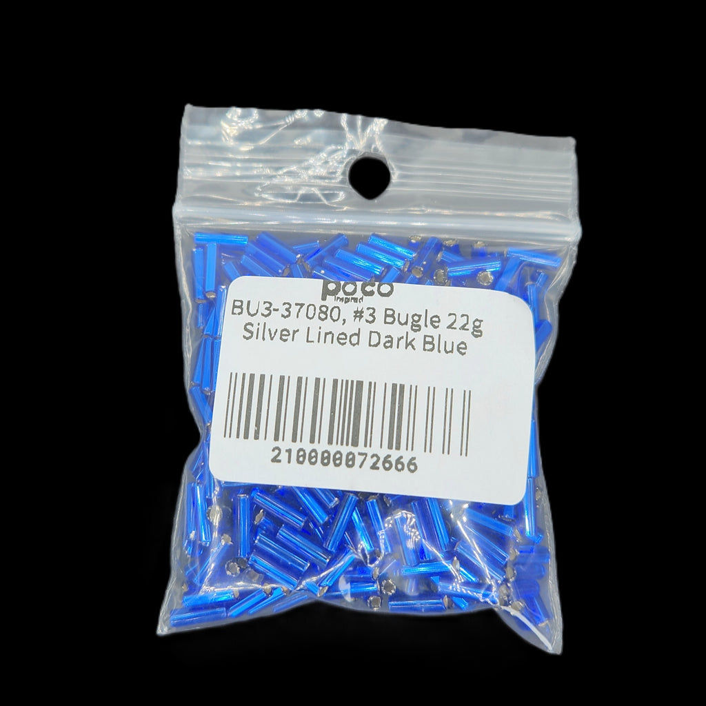 BU3-37080, #3 Bugle 22g Silver Lined Dark Blue
