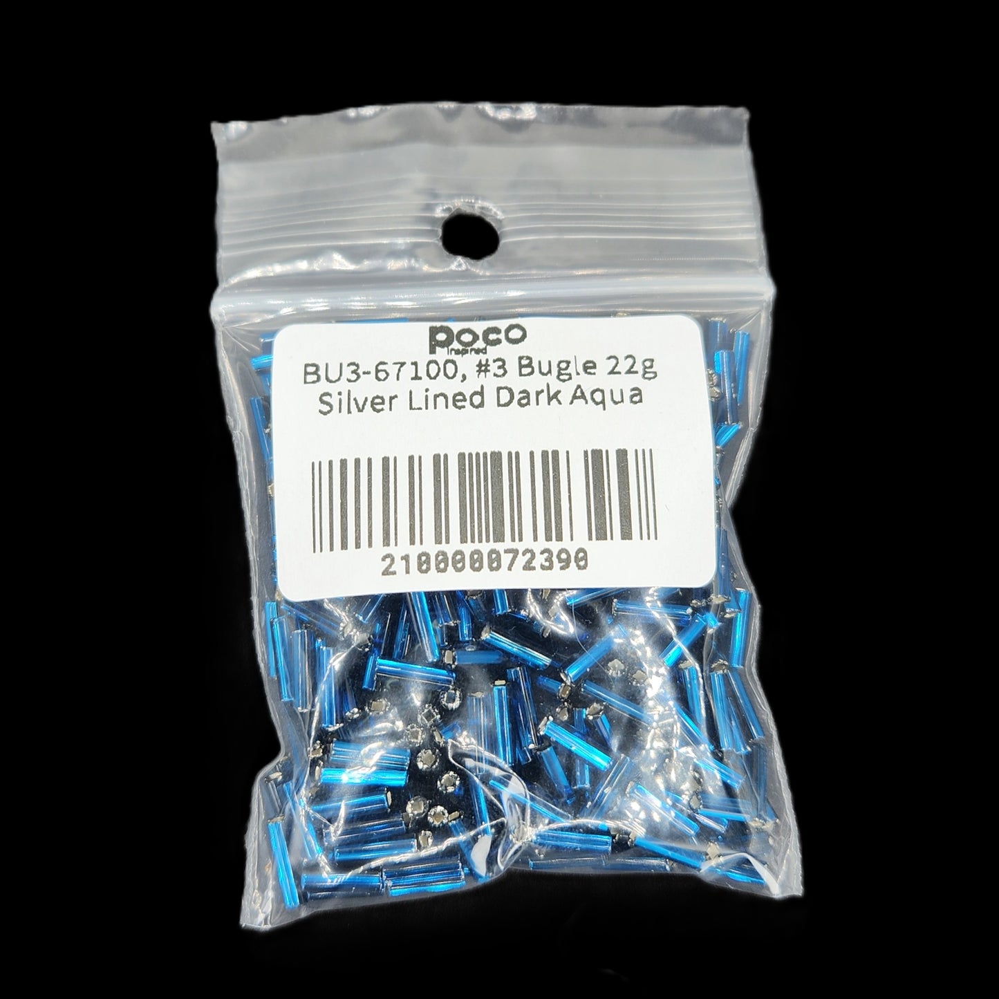 BU3-67100, #3 Bugle 22g Silver Lined Dark Aqua