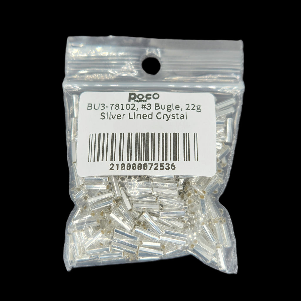 BU3-78102, #3 Bugle, 22g Silver Lined Crystal