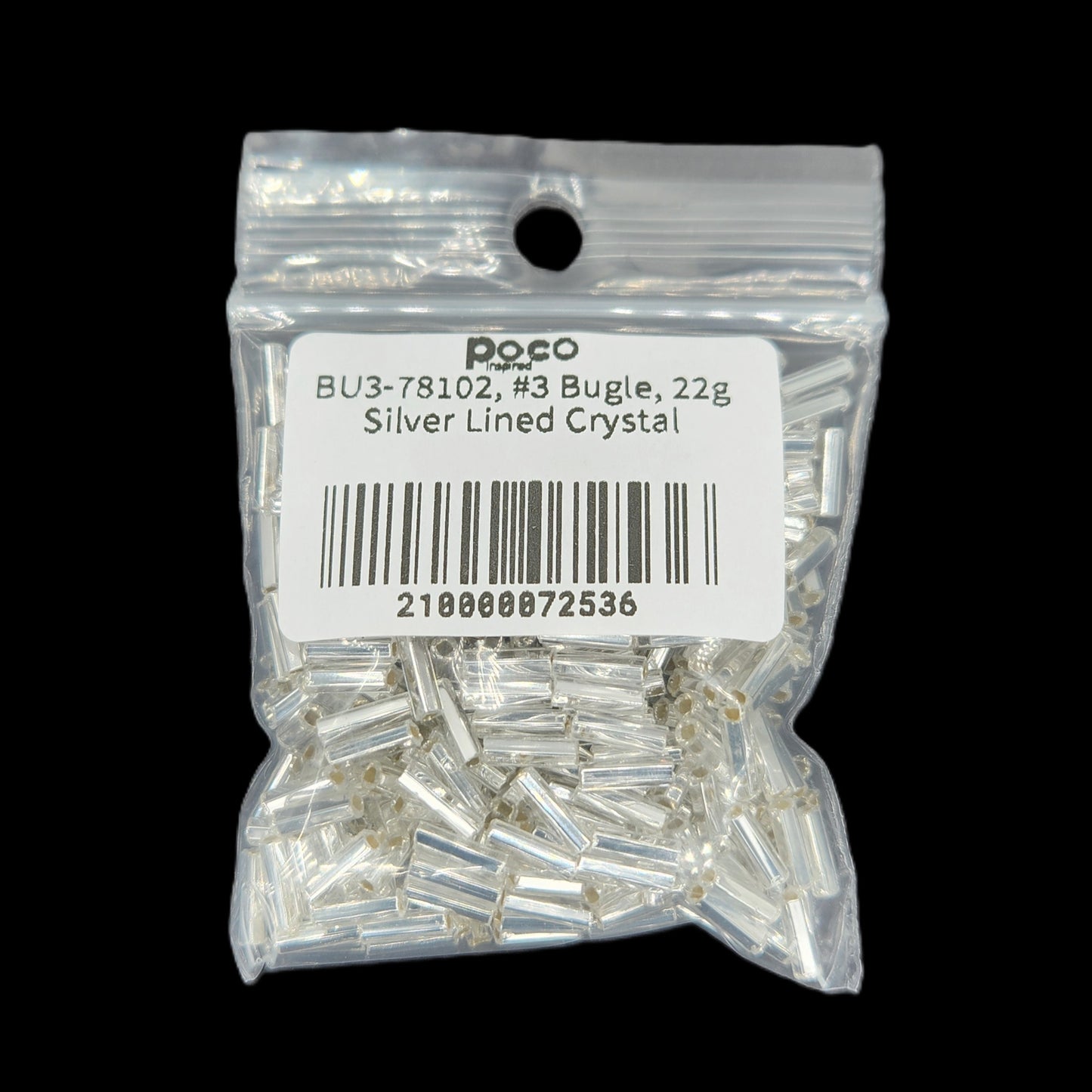 BU3-78102, #3 Bugle, 22g Silver Lined Crystal