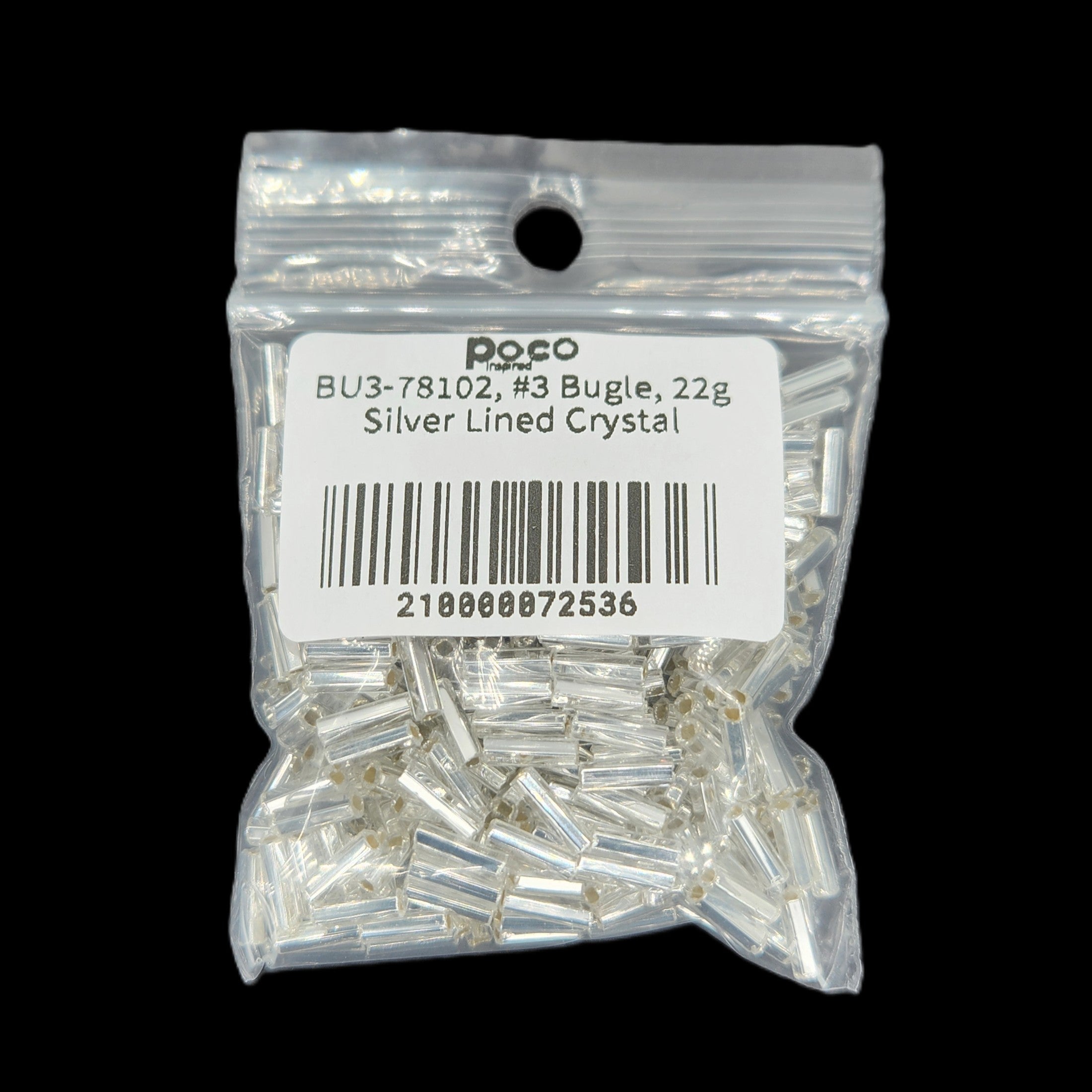 BU3-78102, #3 Bugle, 22g Silver Lined Crystal