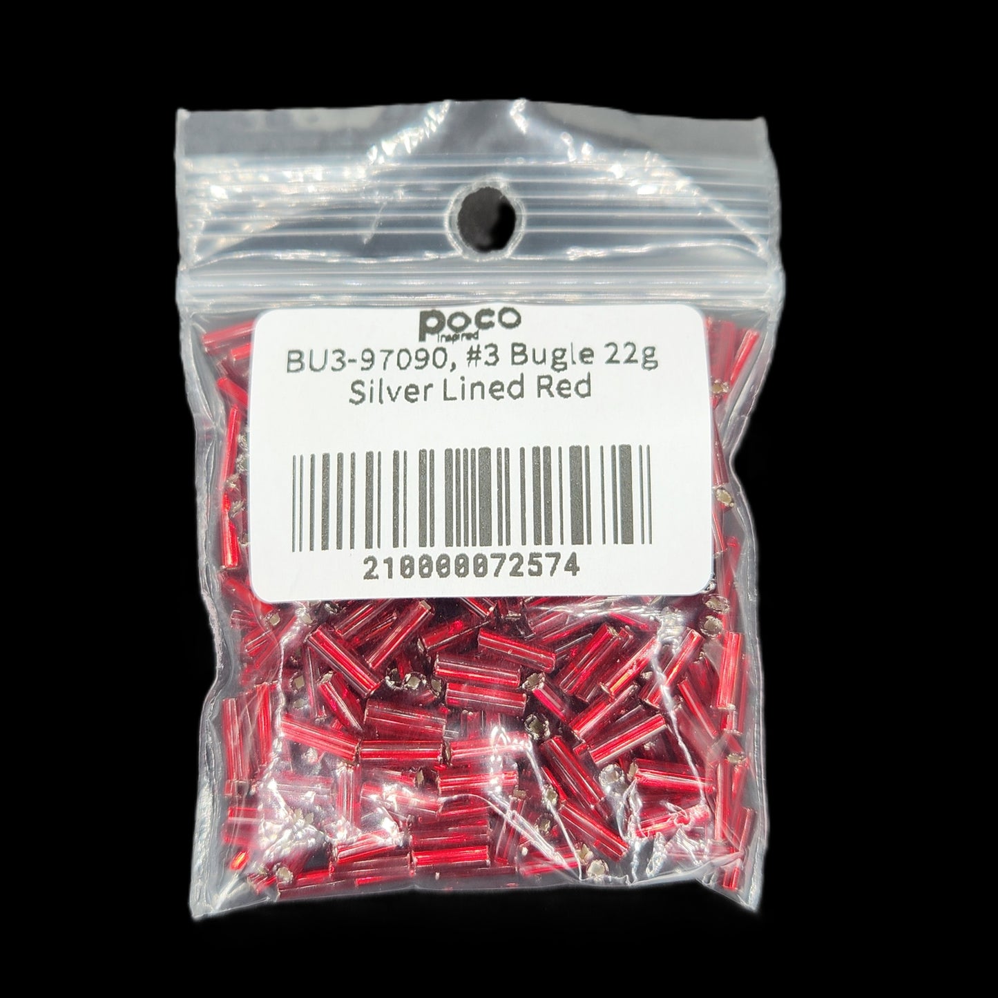 BU3-97090, #3 Bugle 22g Silver Lined Red