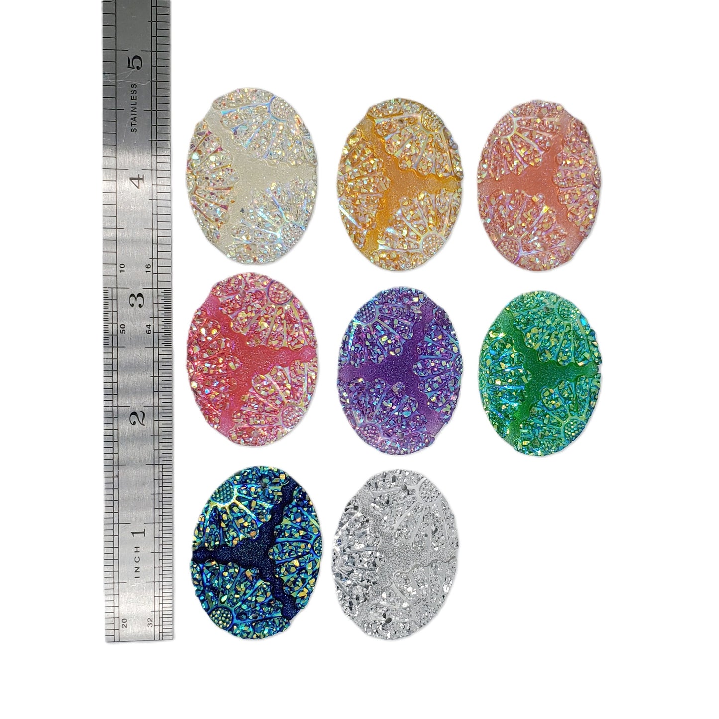 Resin Cab - Oval Large, Druzy Daisy