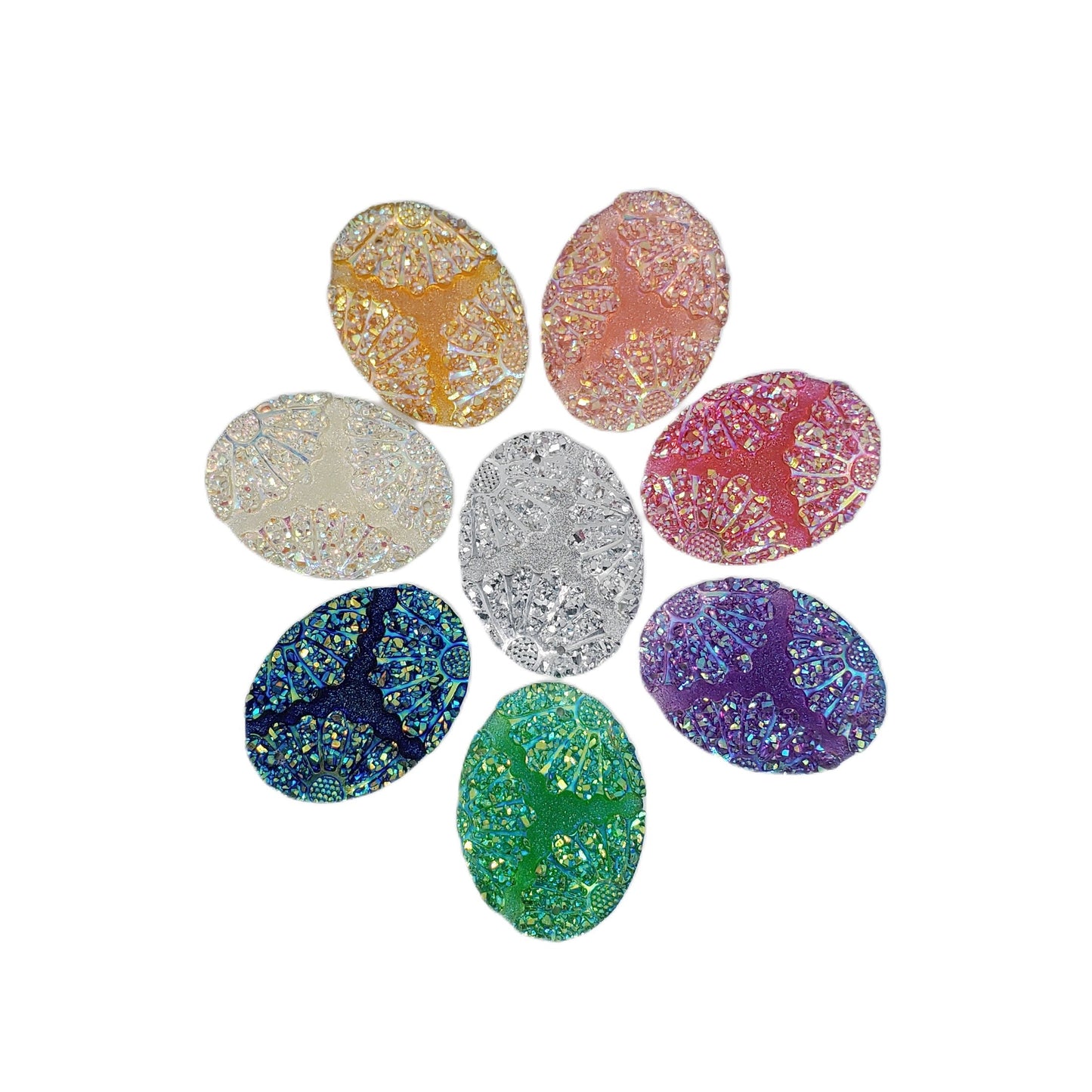 Resin Cab - Oval Large, Druzy Daisy